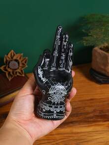 1 件手工树脂香座 - 艺术阴阳设计，黑白象征图案，完美适用于香座、优雅家居装饰礼物、芳香疗法配件/神秘装饰/文化象征、香炉