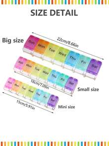 Single/Double Row One-Week Pill Box, Round Press-Type Pill Organizer, 7/14-Compartment Pillbox Of Different Sizes, Daily Regular Reminder Pill Box Monday To Sunday Full Coverage Travel Carry-On & Handbag Essentials, Efficient Management Of Vitamins & Medicines