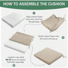 Outdoor Chair Cushions Set Of 4: Waterproof Fade Resistant Seat Cushion For Patio Furniture 18.5 L X 16 W X 2 H Inch Chair Pads With Ties And Hidden Zipper Patio Chair Cushion Replacement Beige - Beige - View 3