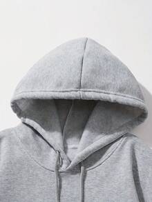 Sudadera casual de hombre de manga larga con bolsillo y estampado de personajes, otoño - Gris - Ver 8