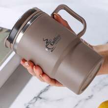 1pc 450/500ml 304 Stainless Steel Coffee Mug With Tea Strainer & Folding Spoon, Double Layer Thermal Insulated Milk Tea Coffee Water Cup With Handle, Anti Scalding Drinking Cup Drinkware For Hot & Cold Water, Suitable For Student And Adult Use In Home, School, Dorm, Office, Outdoor Camping, Picnic, Travel, Back To School - Multicolor - View 2
