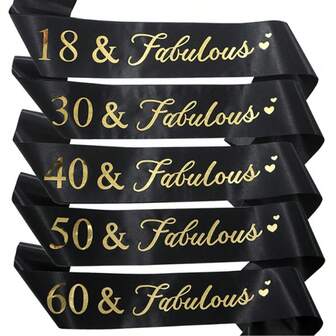 Birthday Party Sash - Fabulous Sash 18th 21th 30th 40th 50th 60th 70th Birthday Party Decorations And Supplies (Black)