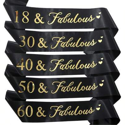 Birthday Party Sash - Fabulous Sash 18th 21th 30th 40th 50th 60th 70th Birthday Party Decorations And Supplies (Black)