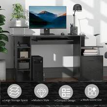 HOMCOM Computer Desk PC Workstation With Drawer Shelves CPU Storage Rack Home Office Furniture 152 X 60 X 88cm (BLACK) - Negro - Ver 6
