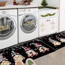 1 Stück Weihnachts-Zwerg-Weihnachtsmann Fußmatte/Küchenmatte/Badteppich, Kunstwoll-TPR-Bodenmaterial, nur Handwäsche, saisonale Heimdekoration, süße ästhetische Raumdekoration - FYR-118 - Übersicht 7