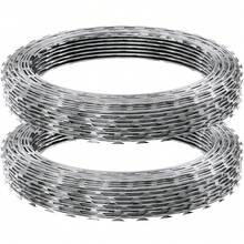 Razor Wires, 98 Ft Razor Barbed Wire, 2 Rolls Razor Wire Fencing Razor Fence, Razor Ribbon Barbed Wire Galvanized Razor Wire Fence, Rolls Razor For Garden - Silver - View 8