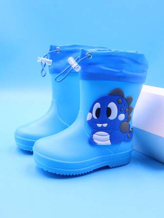 1 Pair Cute Cartoon Dinosaur Kids Rain Boots, Non-Slip Lightweight Comfortable Outdoor Sports Waterproof Boots Suitable For Rainy Play And School Activities