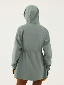 TECTOP Women's Thermal Lined Soft Shell Jacket, Hooded, Large Pockets, Outdoor Hiking, Windproof Waterproof, Waist Cinched, Autumn/Winter, Fleece