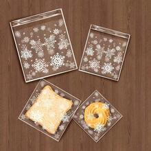 100/10 件圣诞雪花礼品袋、雪花图案自封袋、印有白色雪花图案的圣诞透明塑料信封、糖果、饼干、甜点包装袋、家庭婚礼、生日、节日派对用品、圣诞糖果装饰、礼品包装袋、节日设计、适用于礼品包装、节日贺卡、圣诞礼品袋可重复使用 DIY 手工用品