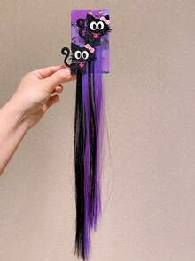 2/4 件女孩万圣节发饰，橙色和紫色南瓜女巫假发 - 彩色 - 查看 5