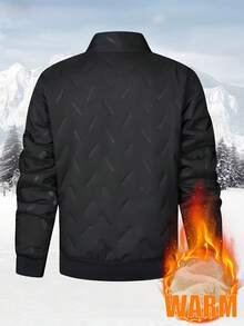 男士休闲时尚夹克，户外保暖加厚外套，秋冬季 - 黑色 - 查看 2