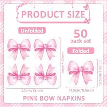 30pcs Pink Bow Napkins Bow Themed Party Decorations Bow Knot Guest Towel Disposable Hand Napkins For Baby Bridal Shower Bachelorette Engagement Wedding Tea Birthday Party Supplies Table Decor - Pink - View 3
