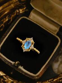 1 Anello in argento sterling S925 alla moda con pietra di luna, gioiello di qualità per signore, regalo per feste, compleanni o uso quotidiano