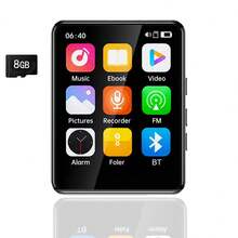 2.4 英寸全屏 MP3 播放器 - 触摸屏蓝牙 5.3、HiFi 音频、MP4 视频播放、FM 收音机/录音机、内置扬声器、电子书、超薄便携、长电池寿命，适用于随身听、健身房、旅行 - 黑色+8GB - 查看 10