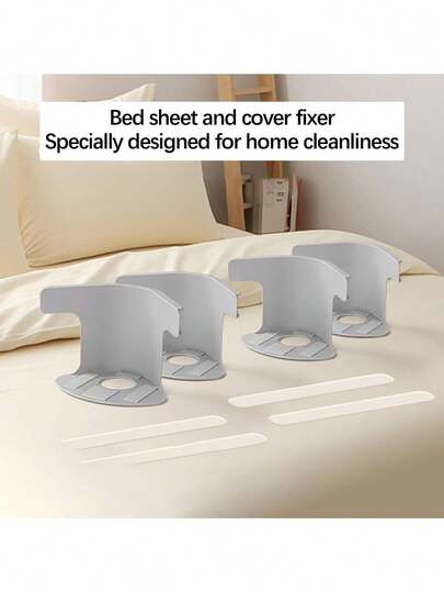 4pcs No-Drill Upgraded Invisible Bed Sheet Fasteners | Baby Non-Slip Anti-Shift + Multipurpose Sofa Cushion Holder