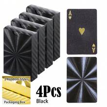 Playing Cards Foil Poker Cards Deck Of Cards 24K Gold Foil Poker Cards Gold Playing Cards Foil Waterproof Playing Cards Waterproof Plastic Cards For Family Game Party - Durable And Stylish Deck Of Cards, Christmas, Halloween, Thanksgiving Day, Valentine's Day, Easter, Birthday Gift (Mixed Color, Retro Style)