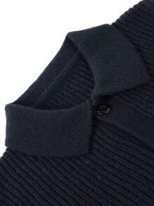 1 件休闲户外百搭品牌纯色前扣开衫长袖针织毛衣，适合青少年男孩和男孩，厚实，适合春季、秋季、冬季