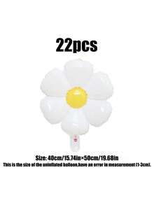 22pcs White Daisy Balloon Set, Sunflower Shaped Aluminum Foil Balloon, Suitable For Garden Theme Parties, Birthday Parties, Classroom Decoration, Cute Daisy Balloon Decoration, Autumn Flower Balloon