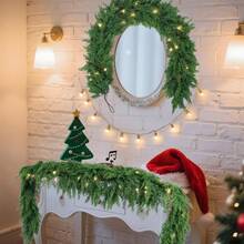 Christmas Cedar Pine Garlands, Artificial Cedar Garland, Realistic Green Artificial Greenery Garland For Table, Mantle, Wall, Indoor, Outdoor Christmas Decorations