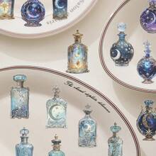 50Pcs Transparent Moon Water Bottle Stickers Funny Moon Decor Stickers Aesthetics Stickers Cute Cartoon Magic Stickers Clear Stickers Purple Blue Sticker PET Waterproof Stickers For Envelope,Water Bottle,Computer,Laptop,Phone,Luggage,Notebook,Fridge