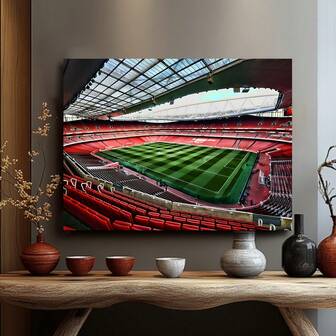 1pc Stadium Wembley Canvas Wall Art - Vintage Football Decor With Wooden Frame Vibrant Red Seats & Green Pitch, Indoor Home Decor For Living Room, Bedroom, Office, Bathroom, Kitchen - Perfect Gift For Soccer Fans, Bathroom Artwork | Vintage Stadium Art | Wooden Frame Artwork, Soccer Room Decor