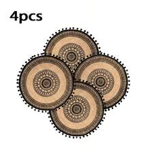 4 Stücke/6 Stücke/8 Stücke schwarze herzförmige runde Tischsets, Tischdekoration kann als Tischsets, Untersetzer, Tisch, Couchtisch und Terrasse verwendet werden. Geeignet für Zuhause, Restaurant, Küche, Hotel und Büro runde Tischset Dekorations-Set