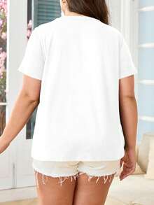 Camiseta de manga corta holgada y personalizable de extra-large - Parte superior casual de mujer de cuello redondo con estampado de dibujos animados - Ropa casual de punto elástico adecuada para uso durante todo el año, con patrones personalizados, camisetas, blusas de moda, patrones personalizables, impresión por transferencia de calor, eliminación de fondo personalizada, celebridades, anime, patrones, pasatiempos, regalos personalizados, regalos festivos