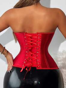 1pc Overbust Corsets For Women Red Corset Sexy Bustier Corset Top Gothic Lingerie With Free Thongs Christmas Costume Going Out Tops/Halloween Party Wear