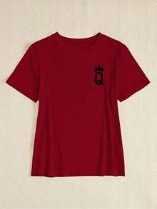 Women's Slim Fit Short Sleeve Casual T-Shirt With Printed Number For New Year Clothing, Graphic Blouses For Women Shirts Tops - 紅色的 - 查看 5