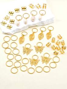 50pcs Gold Butterfly Hair Clips, Shell Braided Hair Accessories, Metal Woven Claw Hair Clips, Suitable For Women And Girls, Hair Claws, Hair Clips, Hair Accessories, Head Accessories - Multicolor - View 2