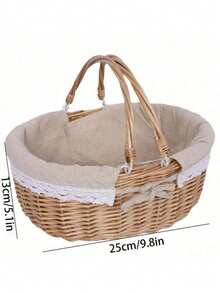 1pc Picnic Basket, Outdoor Picnic BasketSpring Outing Essential Storage Basket,Double Handle Picnic Basket, Snack FruitStorage Basket, Used For Living RoomDesktop Storage,Bedroom DecorationStorage,Classroom Office Storage, KitchenVegetable Food Storage, Tableware Storage - Multicolor - View 2