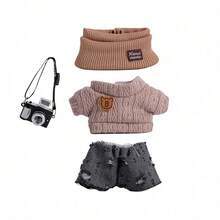 6.69 Inch Doll Clothes, Compatible With Labubu, Includes 3 Outfits - Fashionable Bucket Hat, Sweater And Pants Or Skirt Set, Suitable For 6.69 Inch Doll, Cute Doll Figure Accessories For Play And Display (Shoes And Doll Not Included)