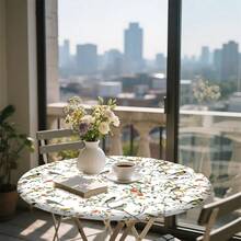 1/36 buc. Față de masă rotundă, stil boem nordic modern, cu crengi de copac și frunze, imprimare digitală, 48 in/54 in, elastică, protectoare, rezistentă la zgârieturi, potrivită pentru viața de zi cu zi, mese de interior/exterior, balcon, camping, cadou ideal - Față de masă elastică - Vizualizare 9