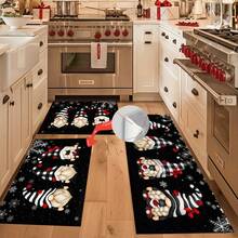 1 Stück Weihnachts-Zwerg-Weihnachtsmann Fußmatte/Küchenmatte/Badteppich, Kunstwoll-TPR-Bodenmaterial, nur Handwäsche, saisonale Heimdekoration, süße ästhetische Raumdekoration - FYR-118 - Übersicht 10