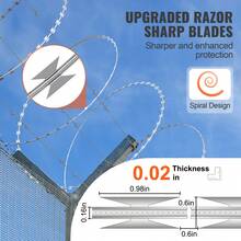 Razor Wires, 98 Ft Razor Barbed Wire, 2 Rolls Razor Wire Fencing Razor Fence, Razor Ribbon Barbed Wire Galvanized Razor Wire Fence, Rolls Razor For Garden - Silver - View 3