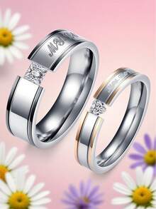 MONALLY Commitment Ring, Design, Cubic Zirconia Stainless Steel Couple Rings, Engagement/Wedding/Anniversary/Valentine's Day/Mother's Day Gift - Ring - View 9