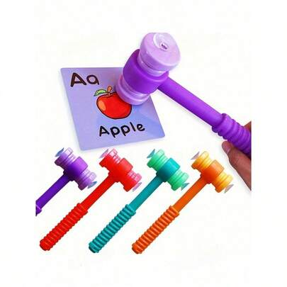 1pc Suction Cup Hammer, 4 Colors, Cognitive Cards, Literacy Games, Suitable For Classroom, Party Games, Teaching Aids