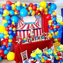 130pcs Red Blue Yellow Balloons Set Arch Garland Kit Popcorn Aluminium Foil Balls Circus Clown Birthday Party Decorations Supplies