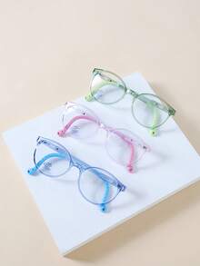 1 副 2025 年新款儿童防蓝光眼镜，无需度数，椭圆形，时尚学院风，适合 4-10 岁男孩和女孩，日常休闲阅读、电脑、电话 - 大橢圓形 - 查看 7