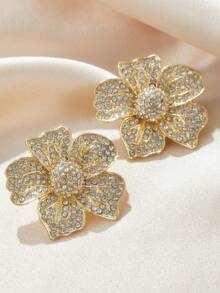 Ellevyn 1 对美观大花设计耳环，女士全闪亮冰晶 CZ 闪耀女式耳环婚礼珠宝 - 耳環 - 查看 10