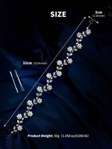 1pc Middle Eastern Style Bridal Wedding Party Zirconia Headband, Welded Craftsmanship Fashion Element Design Glamorous Hair Accessory, Holiday Birthday Gift - Silver - View 10