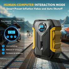 CARSUN 1pc Tire Inflator Pump, Portable Air Compressor, Suitable For Car Tires - Auto Accessories, 150PSI, 9.8ft Power Cord - 12V DC Powered, With Digital Pressure Gauge, Car Accessories - Wired Digital Display - View 5