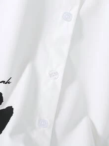 女童休闲百搭舒适碎花白色长袖衬衫，春夏新品，1件装 - 白色 - 查看 7