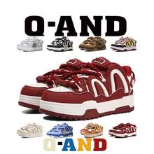 Q-AND Ladies Skateboard Shoes, Women's Outdoor Casual Sports Shoes 8 Colors Matching Women's Shoes Thick-Soled Casual Shoes Campus Sports Shoes Non-Slip Shock Absorption Thick Shoelaces Breathable Fabric Universal For All Seasons Suitable For Students, Outdoor Sports, Fashion Lovers - 紅色 - 查看 1