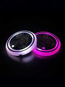 2pcs Car LED Luminous Cup Holder Pad, 7-Color Changing USB Charging Slip-Resistant Cup Mat, Car Atmosphere Light - White-gypsophila - View 5