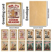 12 pièces Cartes de vœux Bonhomme en pain d'épices de Noël, Cartes de vœux de Noël vintage avec enveloppes, Cartes de Noël rétro amusantes pour adultes pour les fêtes de Noël