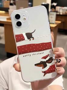 1 Stück modischer & einzigartiger Weihnachts-Dackel Transparent TPU Handyhülle kompatibel mit iPhone 16/16Pro/16Plus/15/15ProMax/15Pro/11/12/13/14ProMax/12Mini/13Mini/11Pro/11ProMax/12Pro/12ProMax/13Pro/13ProMax/14Pro/14ProMax, kreativ & stylisch - Verschiedenfarbig - Übersicht 3