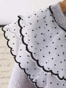 两件套女童休闲波点开衫和百褶裙套装，春秋季 - 淺灰色 - 查看 8
