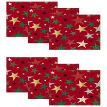 1pc/4pcs/6pcs/60pcs Christmas Placemats, Christmas Red Christmas Tree Star Linen Placemats, Merry Christmas Stain Resistant Placemats, Suitable For Home, Dining Room And Restaurant, Tabletop Decor, Home Goods