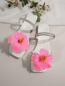 Dép xỏ ngón French Breeze, Giày dã ngoại mùa hè dành cho nữ, Dép đế bằng thiết kế hoa kiểu Pháp mới phù hợp cho các buổi hẹn hò, mua sắm, tụ tập, tiệc tùng, đi làm, công tác - Hồng - Xem 3